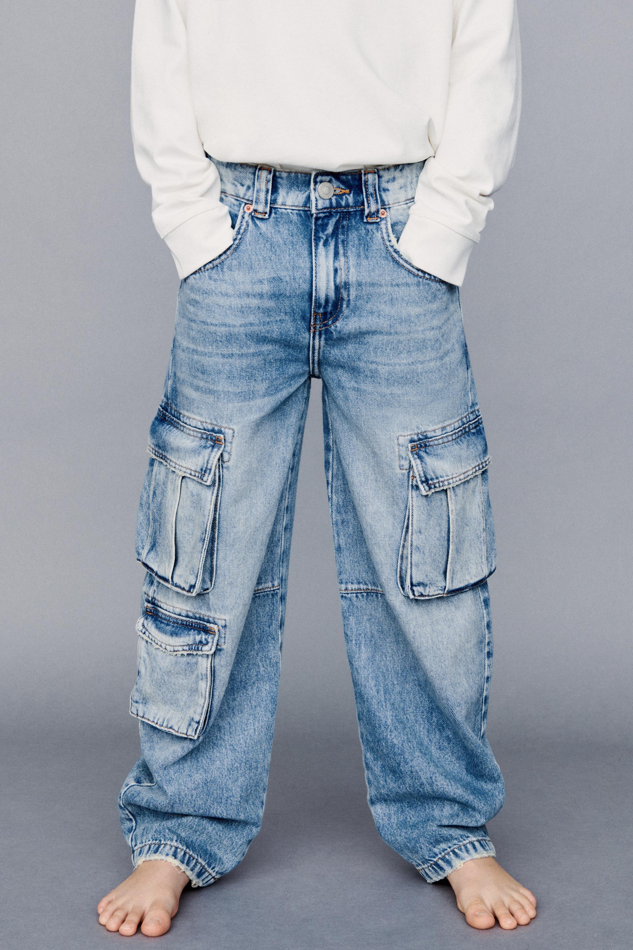 WIDE-LEG JEANS WITH DOUBLE WAISTBAND - Blue