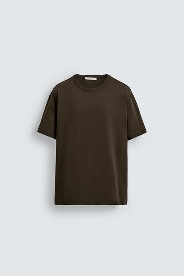 HEAVYWEIGHT BASIC BINDING T-SHIRT - Chocolate by Zara
