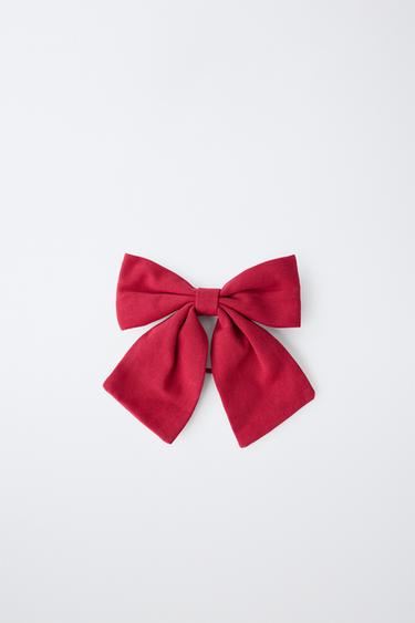 BOW SCRUNCHIE AND BARRETTE SET - Burgundy by Zara