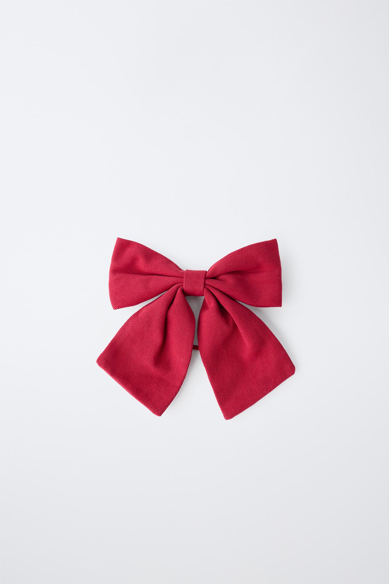 BOW SCRUNCHIE AND BARRETTE SET — Maroon