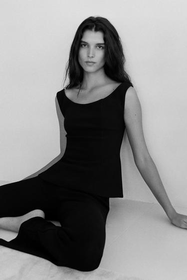 Zara CREPE TOP - Black