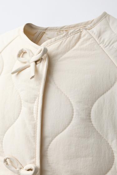 PADDED JACKET WITH BOWS - Ecru by Zara - Image 4
