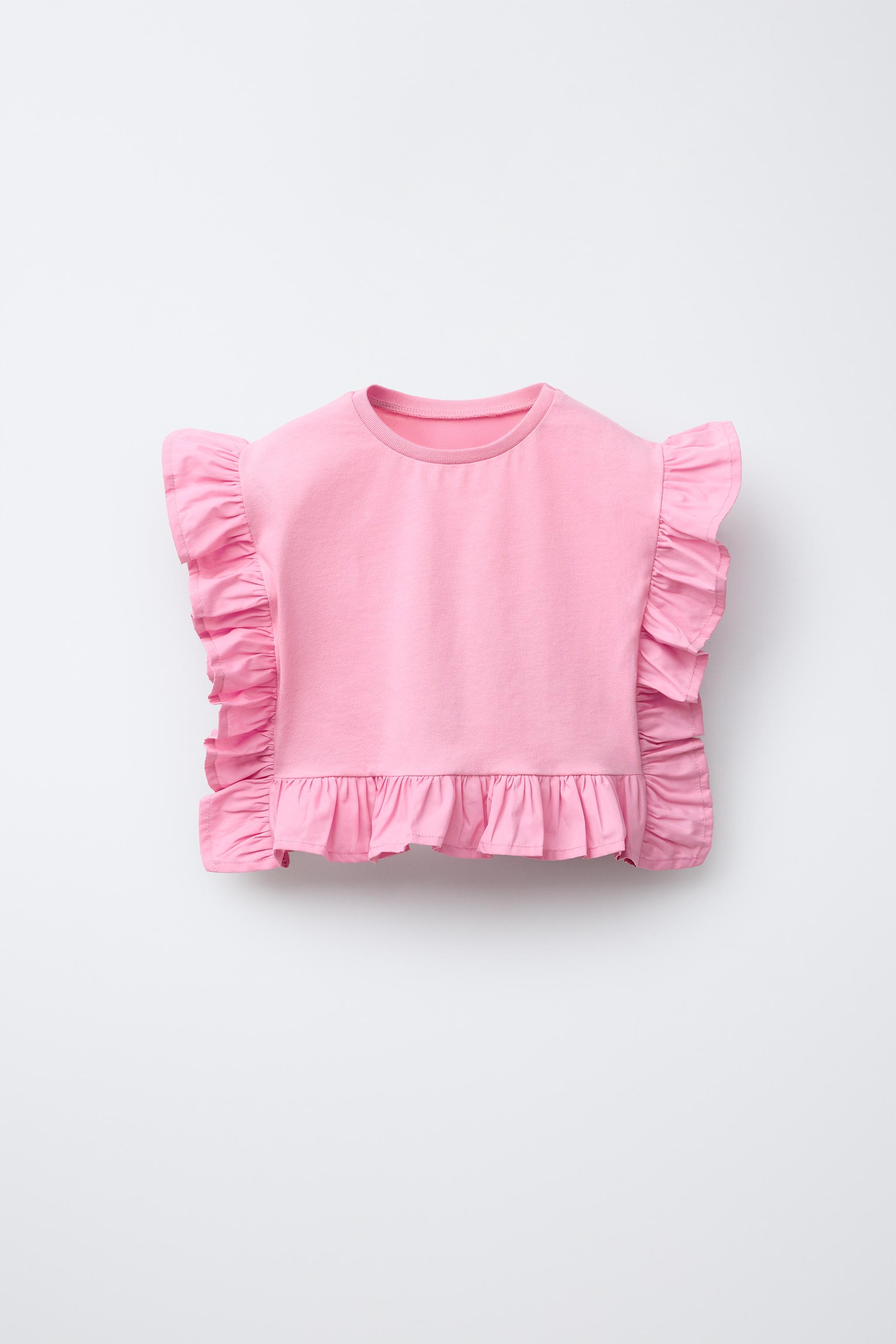 ポプリンフリル コンビTシャツ - フクシア | ZARA Japan / 日本 ポプリンフリル コンビTシャツ - フクシア | ZARA Japan / 日本