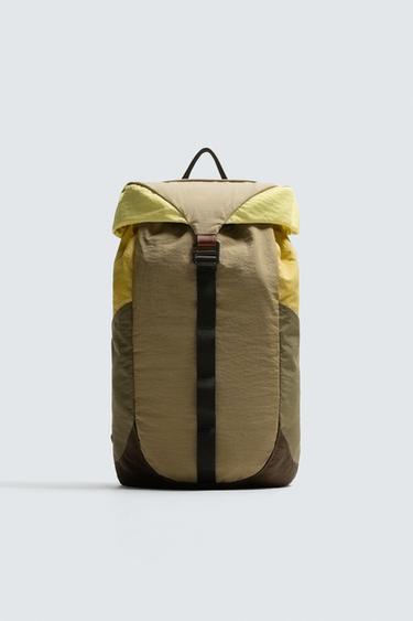 Zara TECHNICAL BACKPACK WITH LEATHER DETAILS - Multi-color
