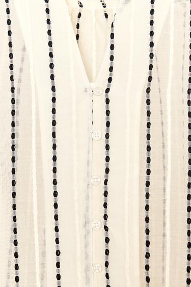 BLOUSE SEMI-TRANSPARENTE RAYURES BRODÉES - Écru / Noir de Zara - Image 6