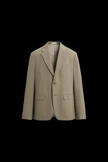 Zara TEXTURED SUIT BLAZER - Brown / Taupe - Image 0