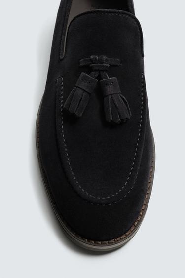 LEATHER LOAFERS WITH TASSELS - Blue by Zara - Image 2