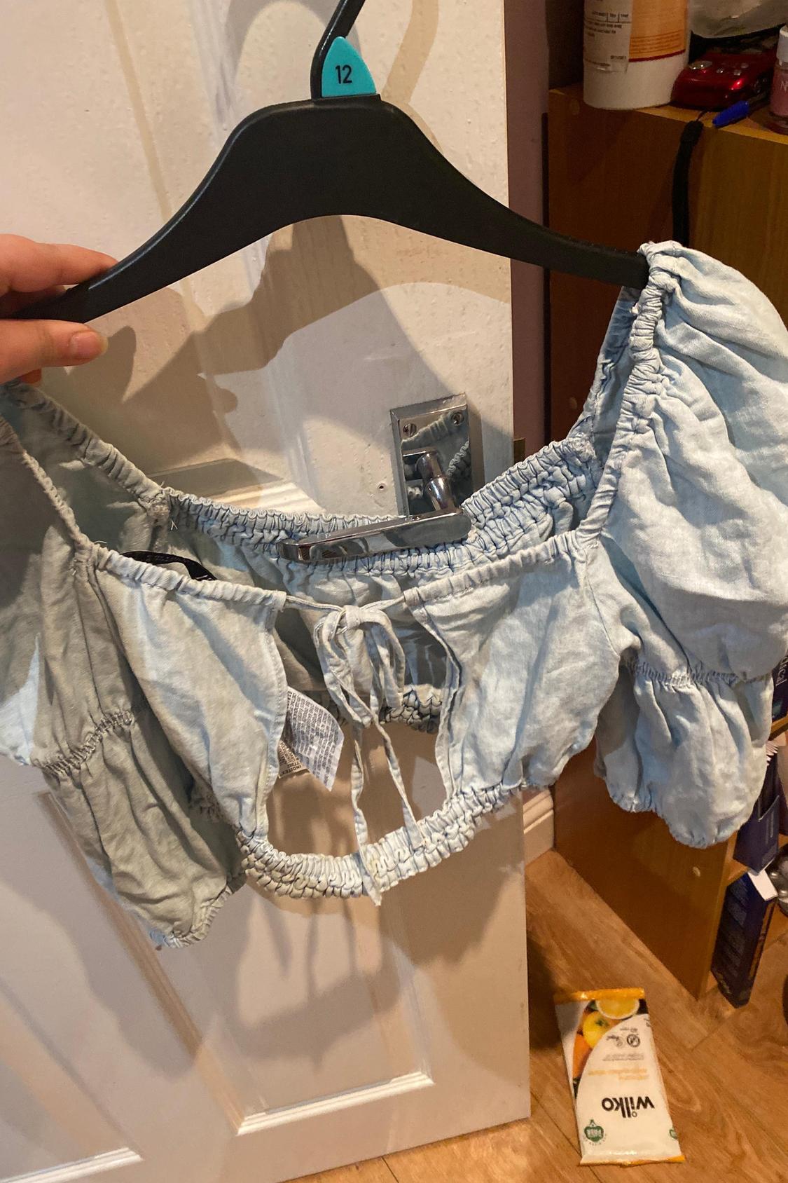 LINEN BLEND CROP TOP - Image 2