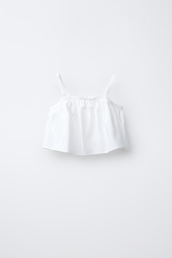 TOP CROPPED TAFETÁN - Blanco de Zara - Imagen 0