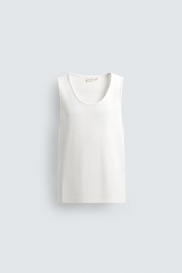 RIBBED TANK TOP - White by Zara