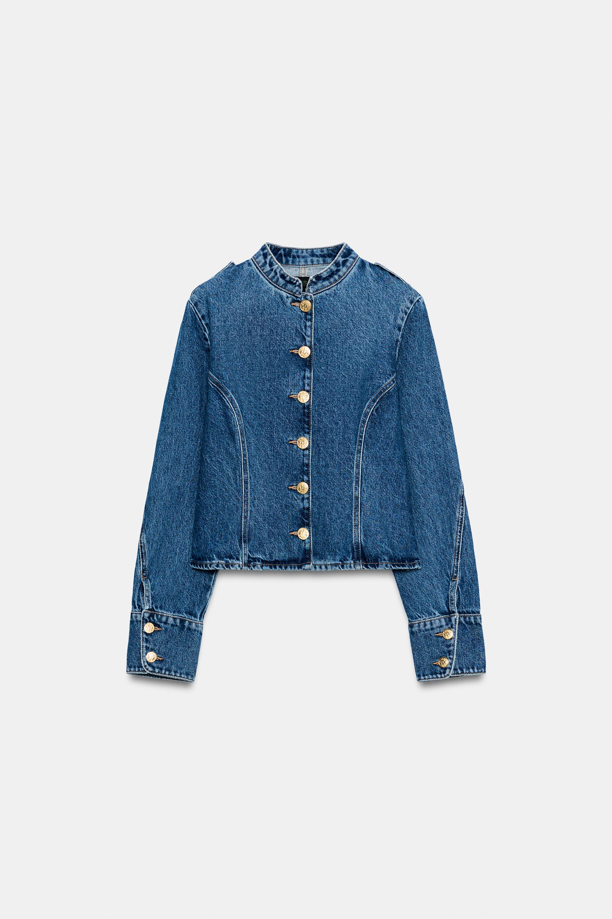Z1975 GOLD BUTTON DENIM JACKET - Mid-blue | ZARA United States