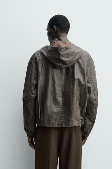 LINEN - COTTON WAXED JACKET - Brown marl by Zara - Image 2