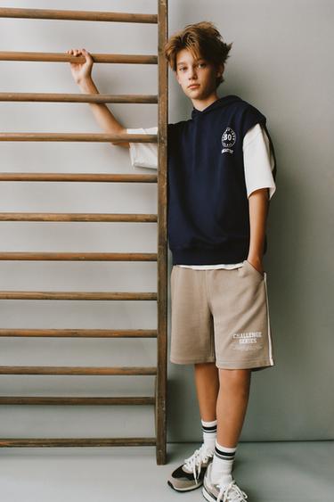 BERMUDA DE JOGGING AVEC LISERÉS EN CONTRASTE - Beige de Zara