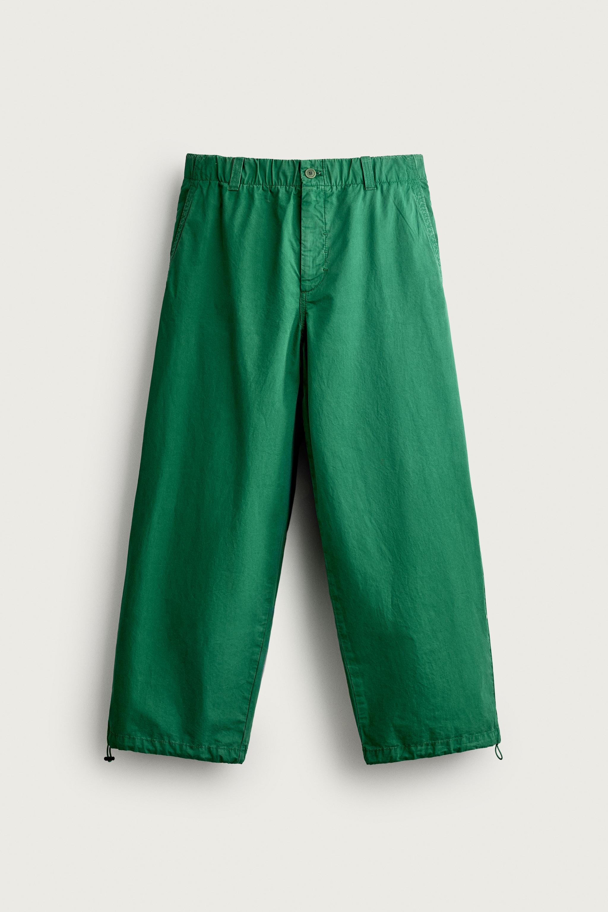 RELAXED FIT PARACHUTE PANTS — Green