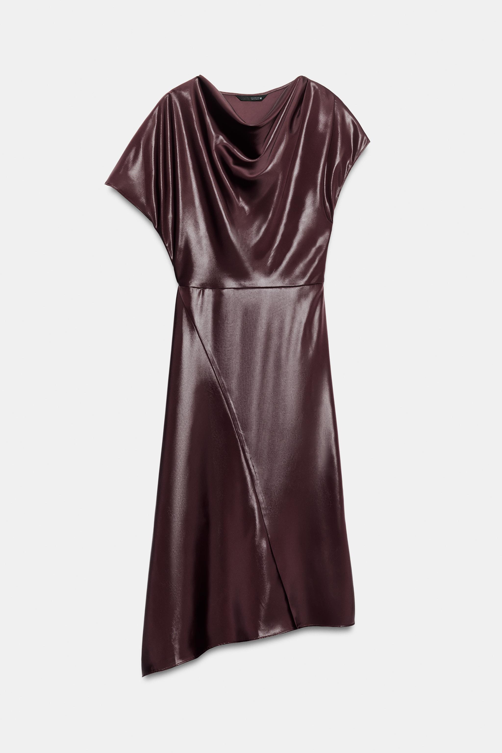 Женские платья Zara GLOSSY SATIN MIDI DRESS — фото 6