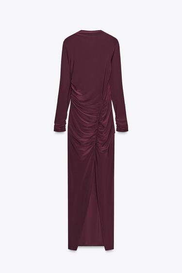 DRAPED OPEN-BACK DRESS - Burgundy by Zara - Image 5