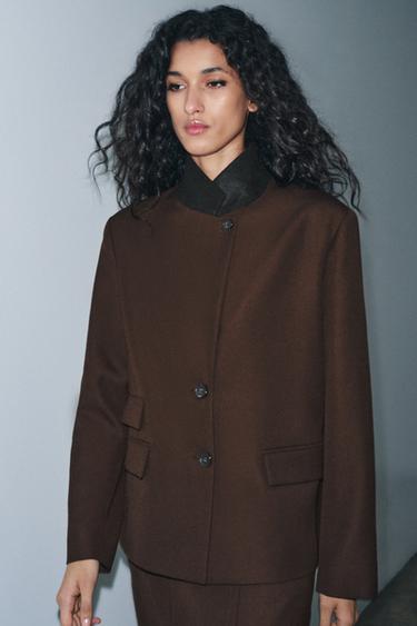 ZW COLLECTION POCKET BLAZER - Brown by Zara