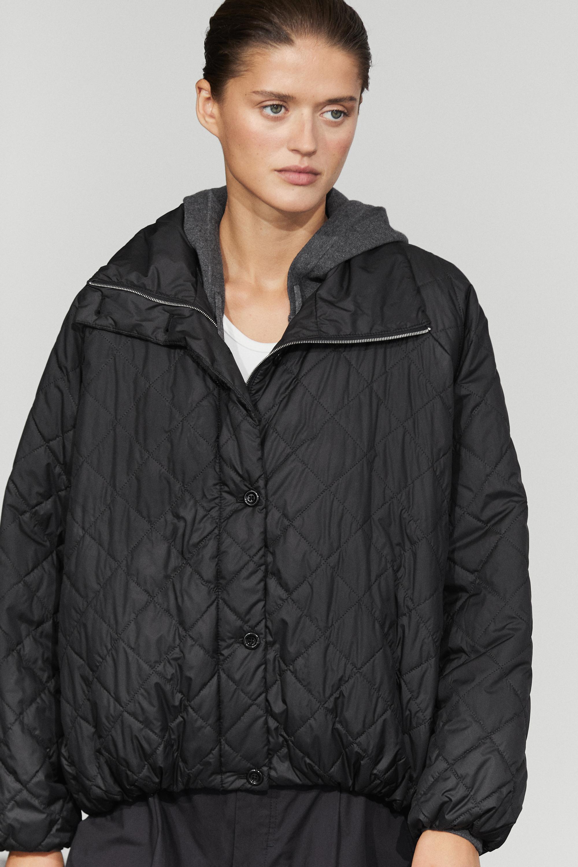 High neck quilted bomber jacket — Black