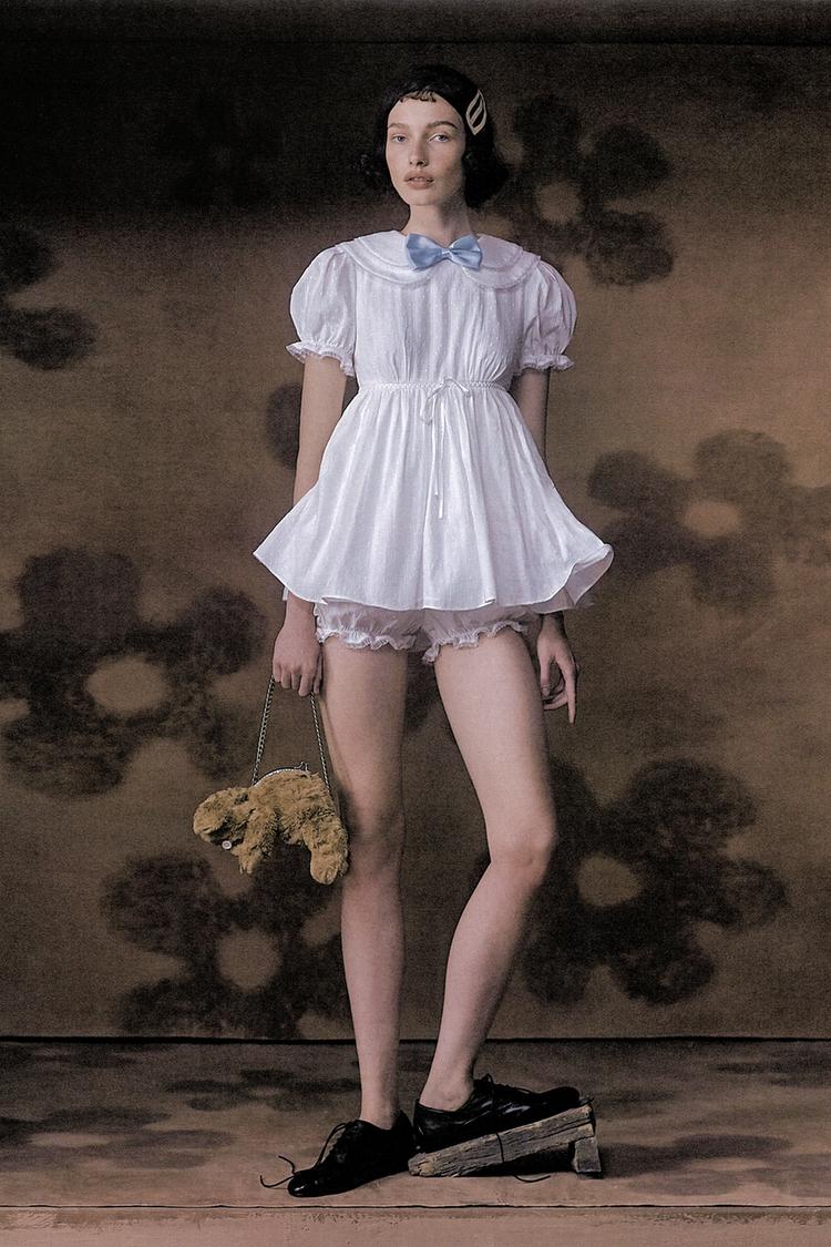 DOTTED MESH PETER PAN COLLAR JUMPSUIT DRESS Ecru ZARA United