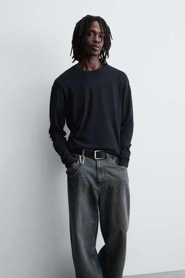 REGULAR FIT TEXTURED SWEATER - Navy blue by Zara - Image 5