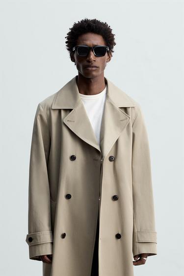 Zara MANTECO WATER REPELLENT LONG TRENCH COAT - Taupe gray
