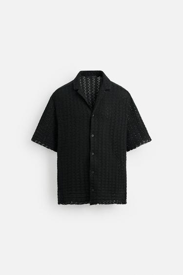 TEXTURED WEAVE KNIT SHIRT - Black by Zara - Image 6