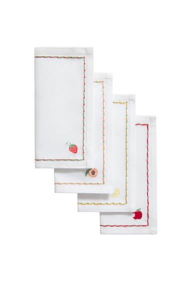 PACK OF FRUIT COCKTAIL NAPKINS (PACK OF 4) - Yellow by Zara