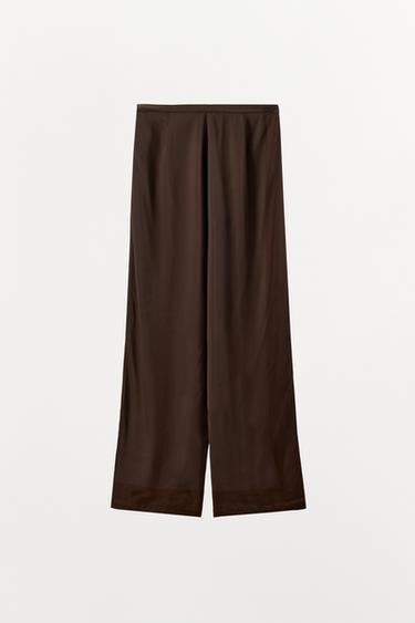 PANTALON FLUIDE SATINÉ - Marron de Zara - Image 3