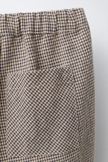 GINGHAM CHECK TROUSERS - Black / Ecru by Zara - Image 3