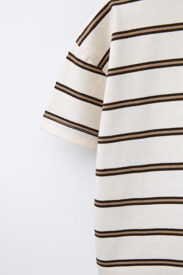STRIPED T-SHIRT - Light brown by Zara