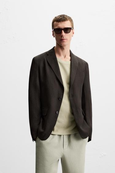 BLAZER 100% LINO - Marrón de Zara