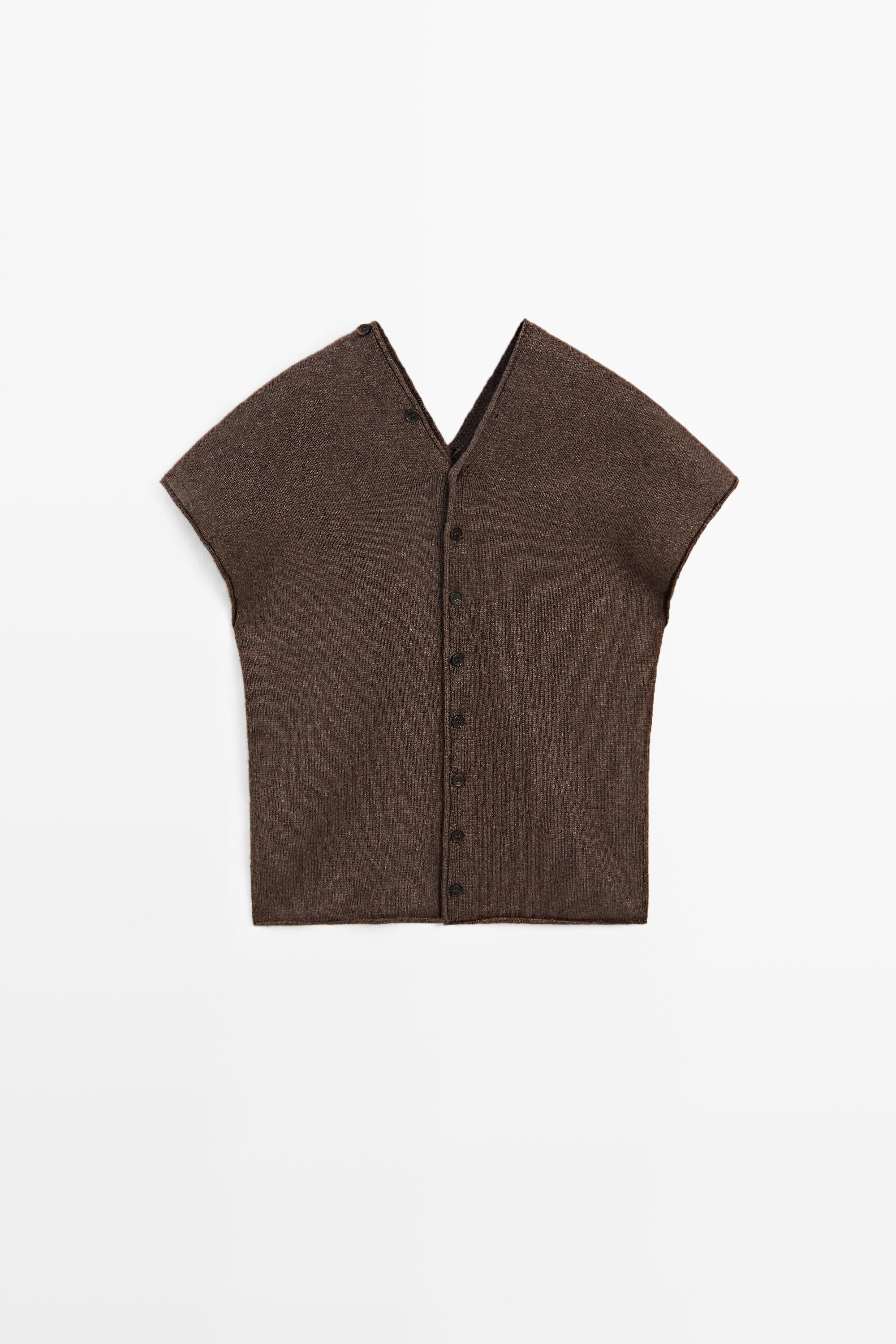 Wool blend V-neck knit vest