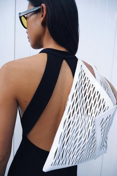 OPENWORK LEATHER TOTE BAG -  by Zara