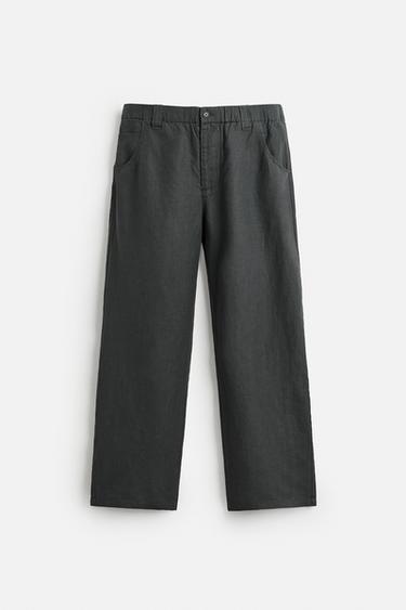 100% HEMP RELAXED FIT TROUSERS - Anthracite grey by Zara