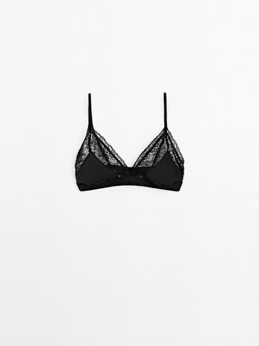 Soutien-gorge triangle à dentelle - Studio - Noir de Zara