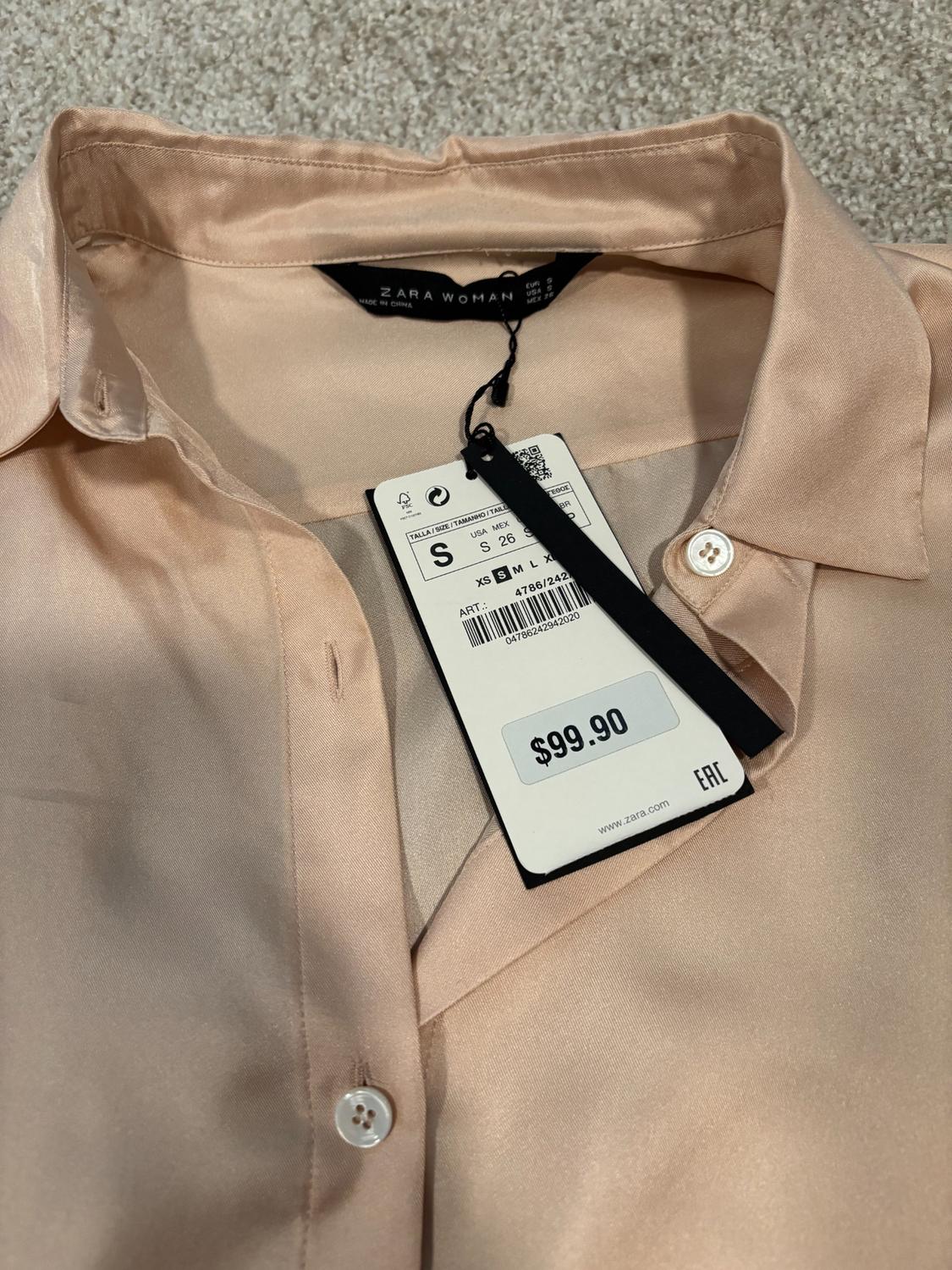 ROSE BLUSH MULBERRY SILK OVERSIZED BUTTON DOWN SHIRT - Image 3