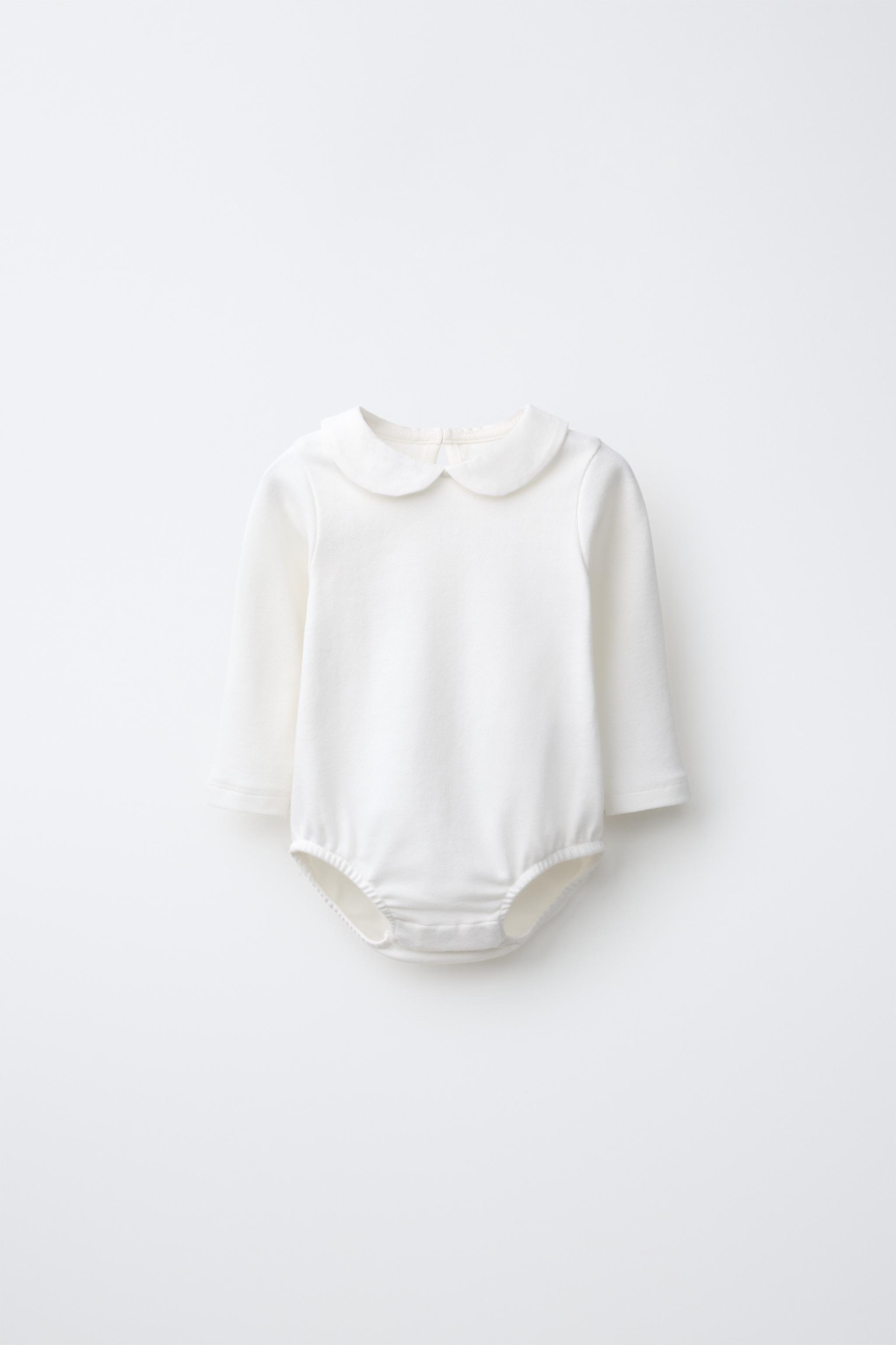 PETER PAN COLLAR BODYSUIT — Oyster-white