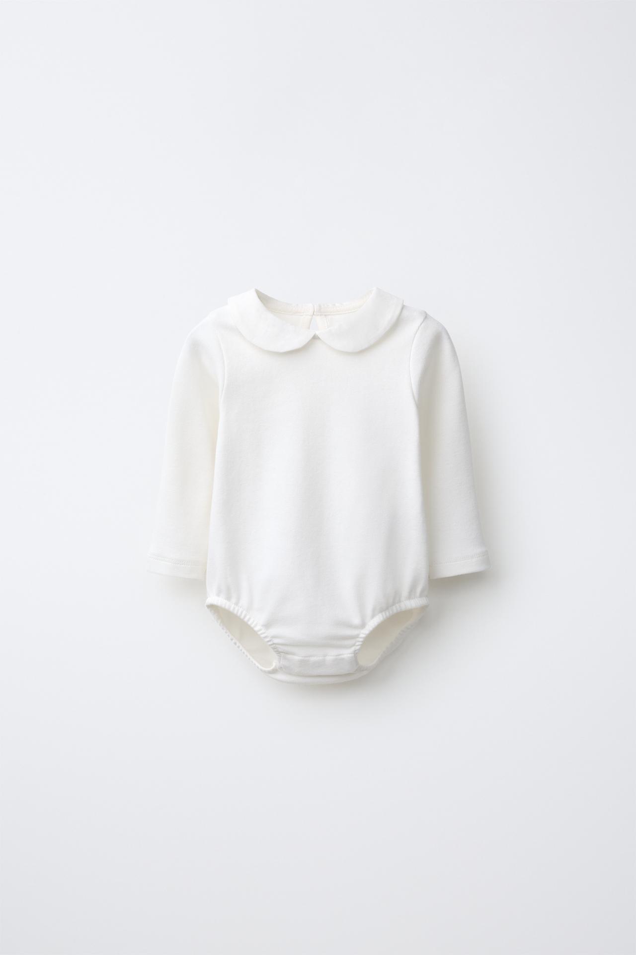 PETER PAN COLLAR BODYSUIT — Oyster-white