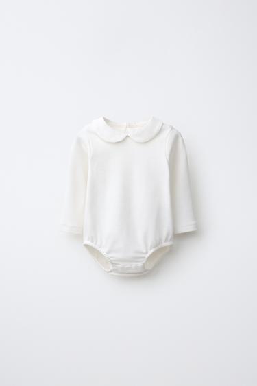 Zara PETER PAN COLLAR BODYSUIT - Oyster-white - Image 0