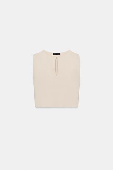OPENING BEAD TOP - Cream by Zara