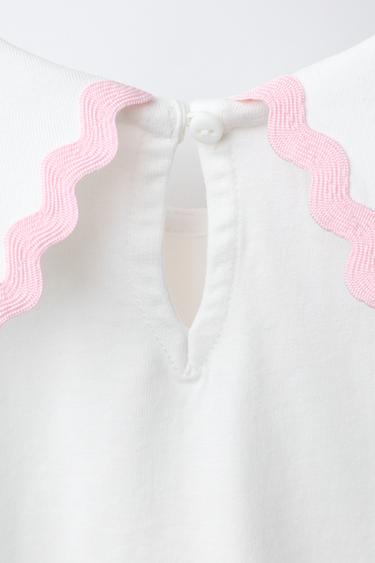 T-SHIRT WITH PETER PAN COLLAR AND WAVY APPLIQUÉ - Oyster-white by Zara - Image 3