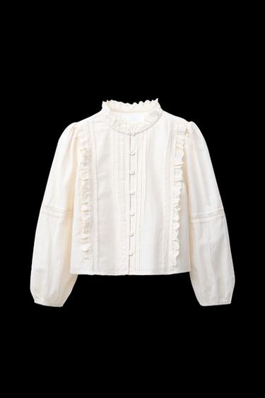 LACE ROMANTIC SHIRT - Ecru by Zara - Image 0