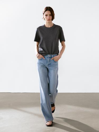 Zara 100% cotton short sleeve T-shirt - Anthracite grey - Image 0