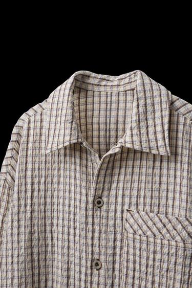 TEXTURED CHECK SHIRT - Brown by Zara