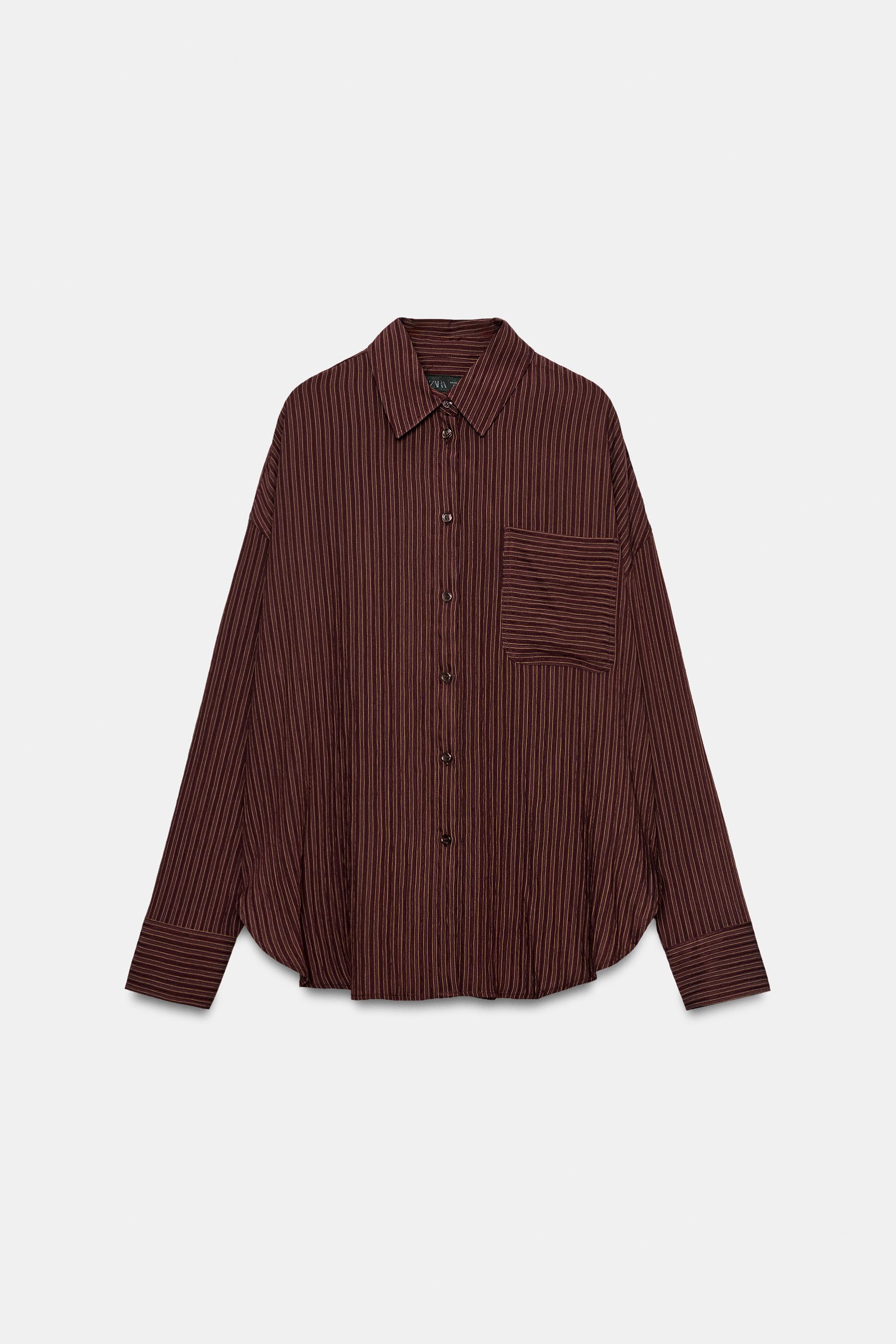 ZW COLLECTION OVERSIZE SHIRT - Burgundy | ZARA South Africa