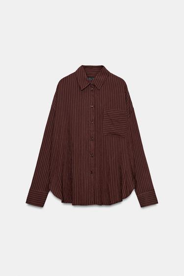 ZW COLLECTION OVERSIZE SHIRT - Burgundy by Zara - Image 0