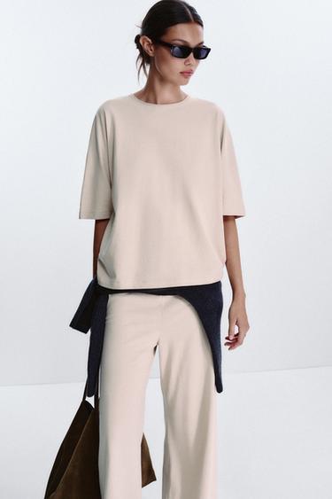 T-SHIRT RUSTIQUE OVERSIZE - Sable de Zara - Image 2