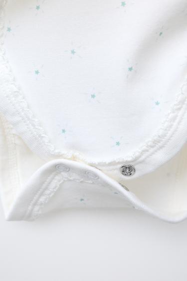 LOT TROIS BODYS COL KIMONO ÉTOILES QUALITÉ DOUCE - Vert d'eau de Zara - Image 3