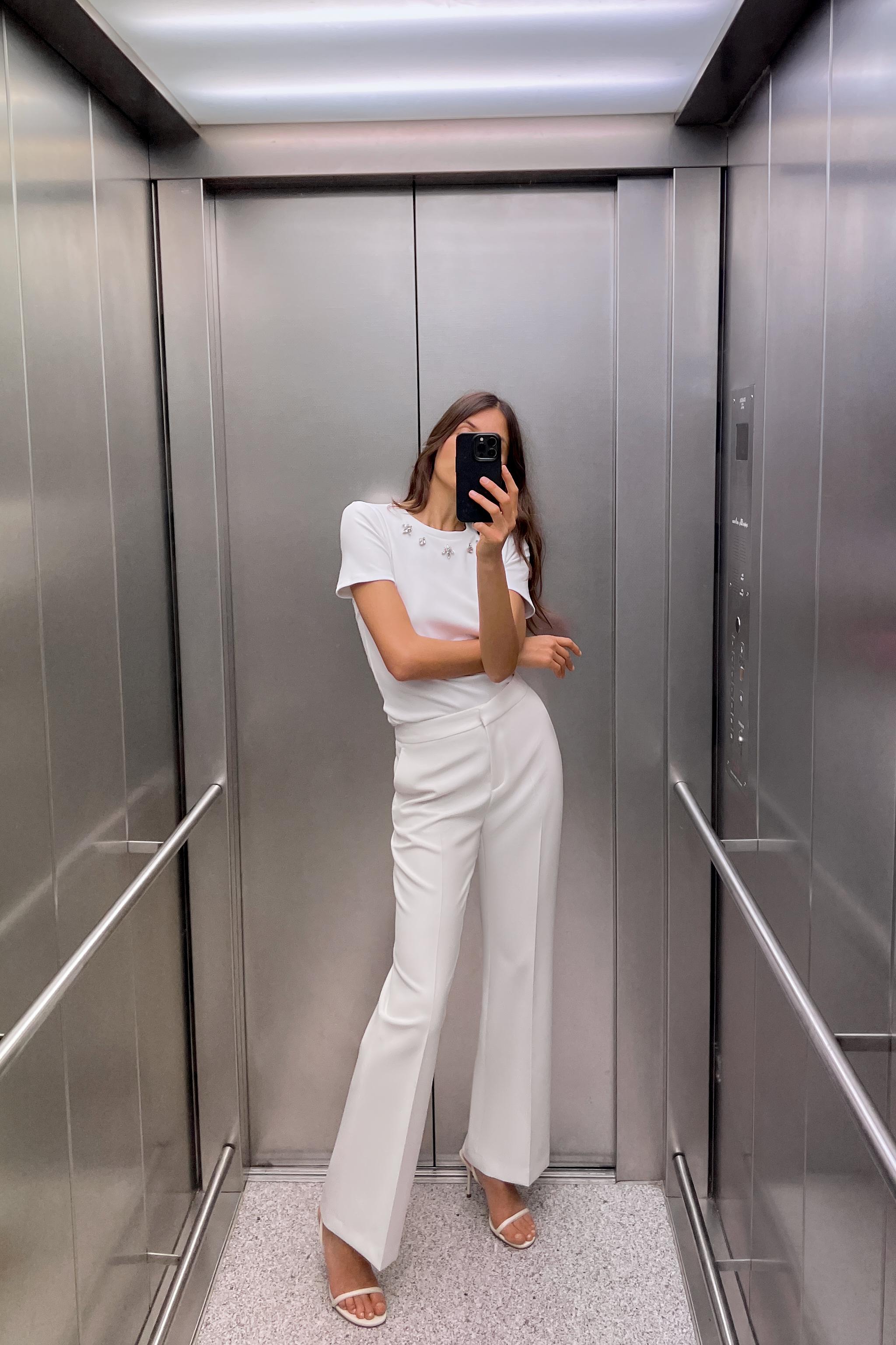 FULL-LENGTH FLARED PANTS - Oyster-white | ZARA Canada