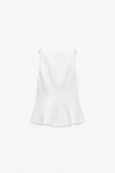 PEPLUM TOP WITH BOWS - White by Zara - Image 4